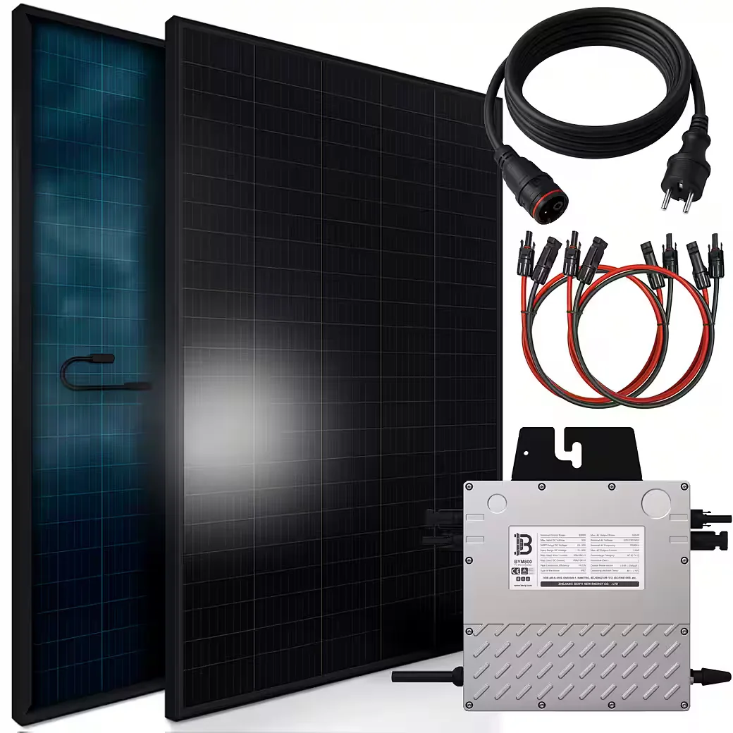 Balkonkraftwerk 920W bifazial Full Black Komplettset Steckdose