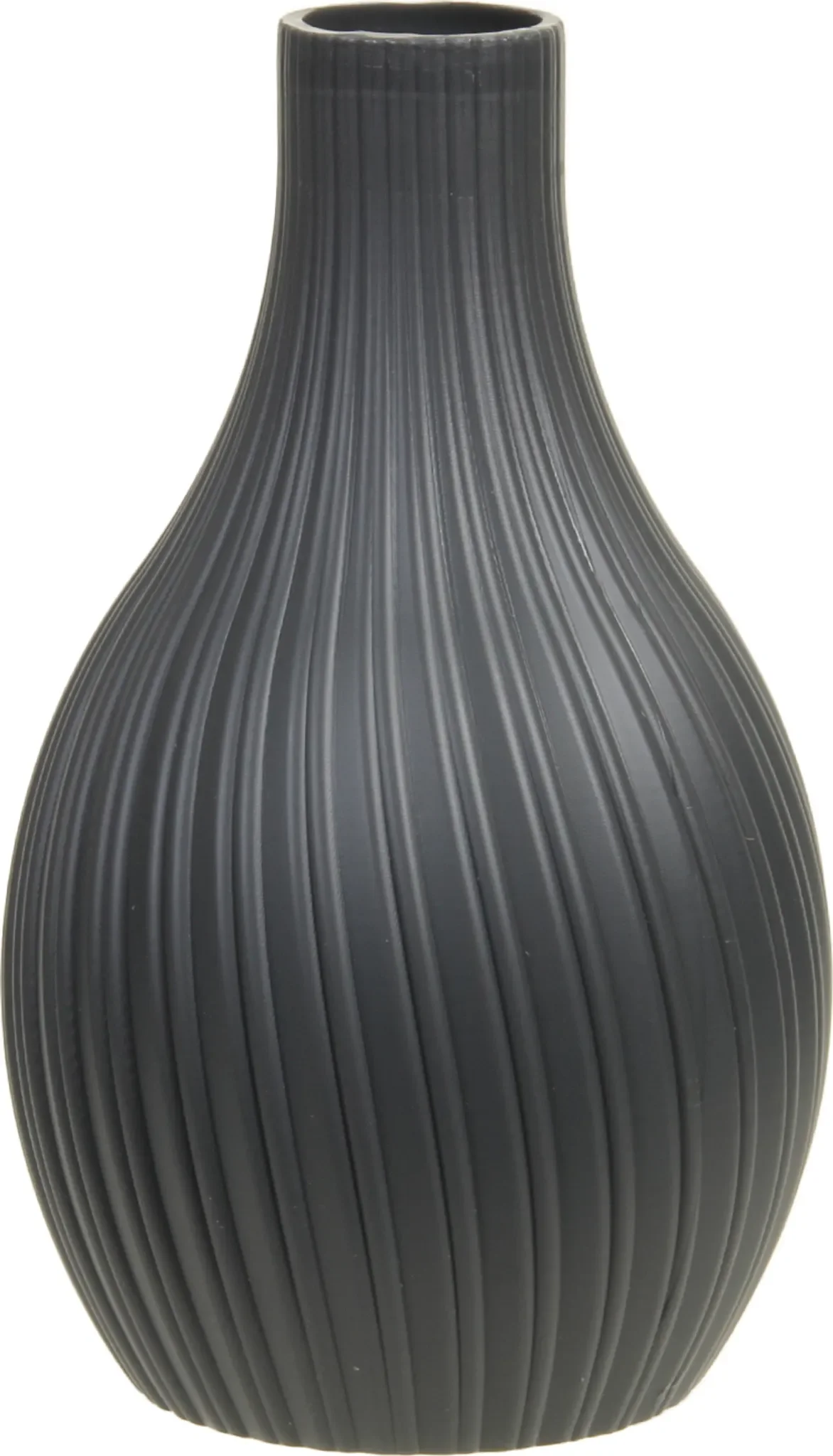 Othmar Trading – Kleine Kunststoff-Vase mit Rillen 16 cm Anthrazit